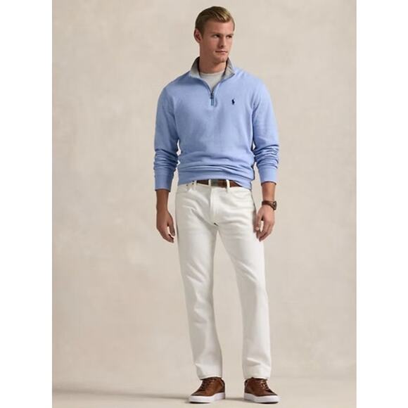 Polo Ralph Lauren Men’s M 1/4 Zip Pullover – Heather Blue – GUC – Visible Flaw - Picture 1 of 10